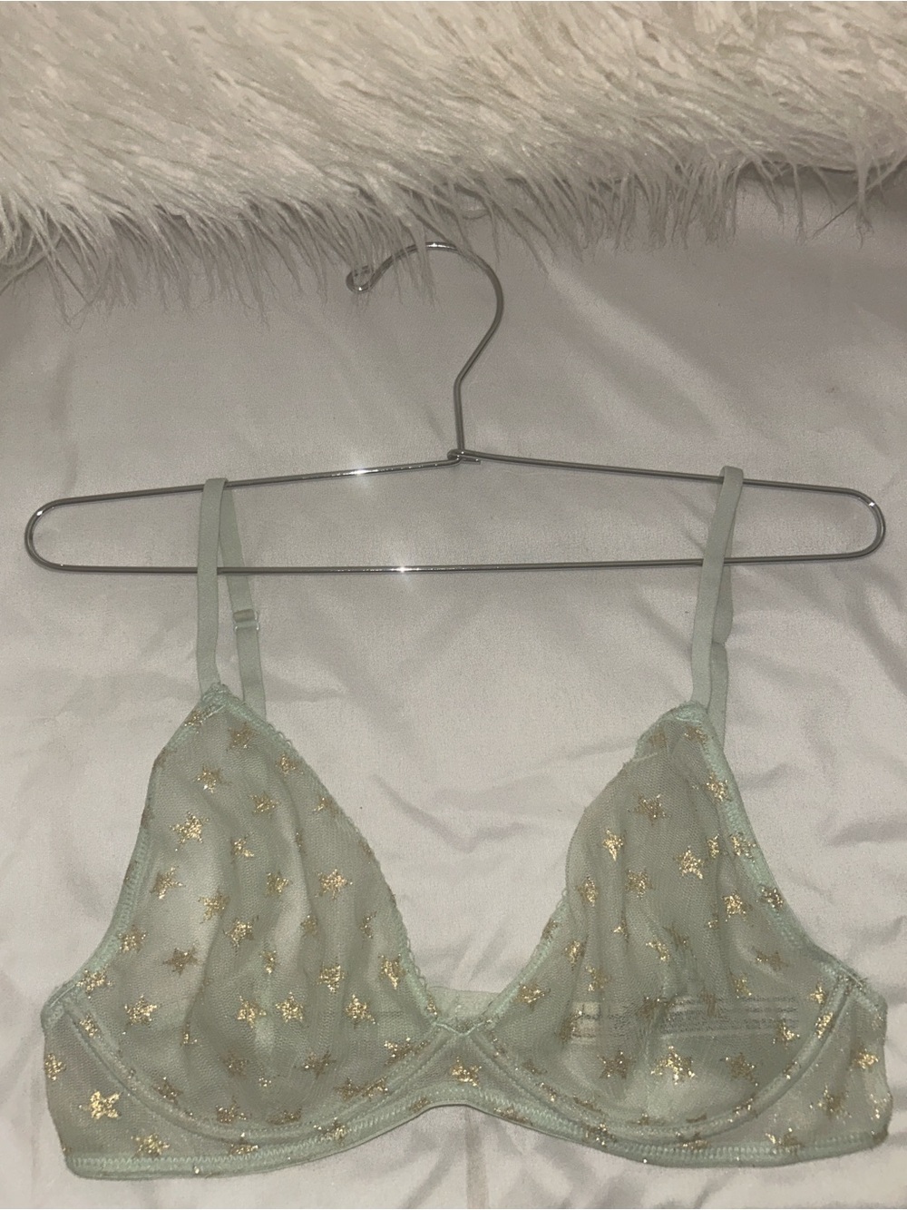 Intimately Free People Mint Sheer Star Mesh Bralette with Gold Stars